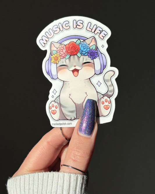 Jammin' Cat Sticker